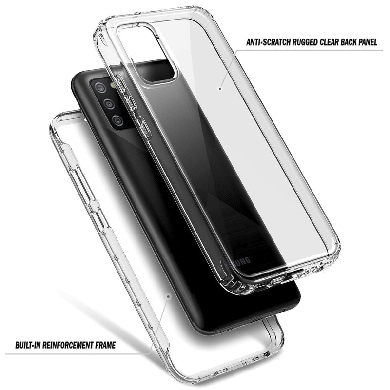 NZND Case for Samsung Galaxy A02S with [Built-in Screen Protector], Full-Body Shockproof Protective Rugged Bumper Cover, Impact Resist Durable Phone Case (Clear) Clear