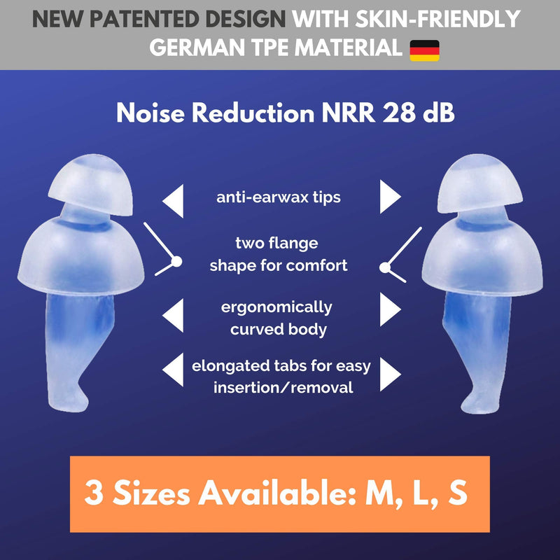 Ear Plugs for Sleeping by LaloLab | 1 Pair with Container | Comfortable Reusable Noise Reducing Earplugs for Sleep & Snoring, Travel, Work | Up to 28 dB NRR | Size Small