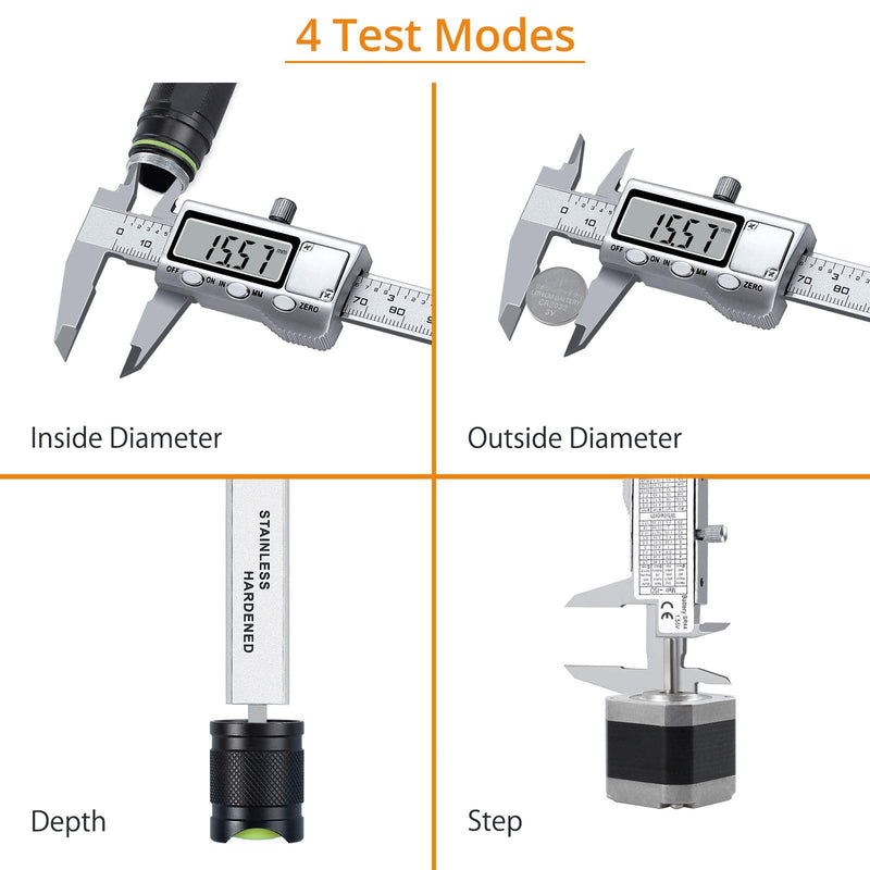 Neoteck 4 inch/100mm Digital Caliper, Stainless Steel Electronic Calipers Measuring Tool inch/mm Conversion, Large LCD Screen