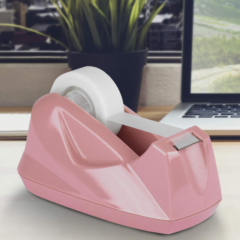 Acrimet Premium Desktop Tape Dispenser Non-Skid Base (Heavy Duty) (Pink Color)