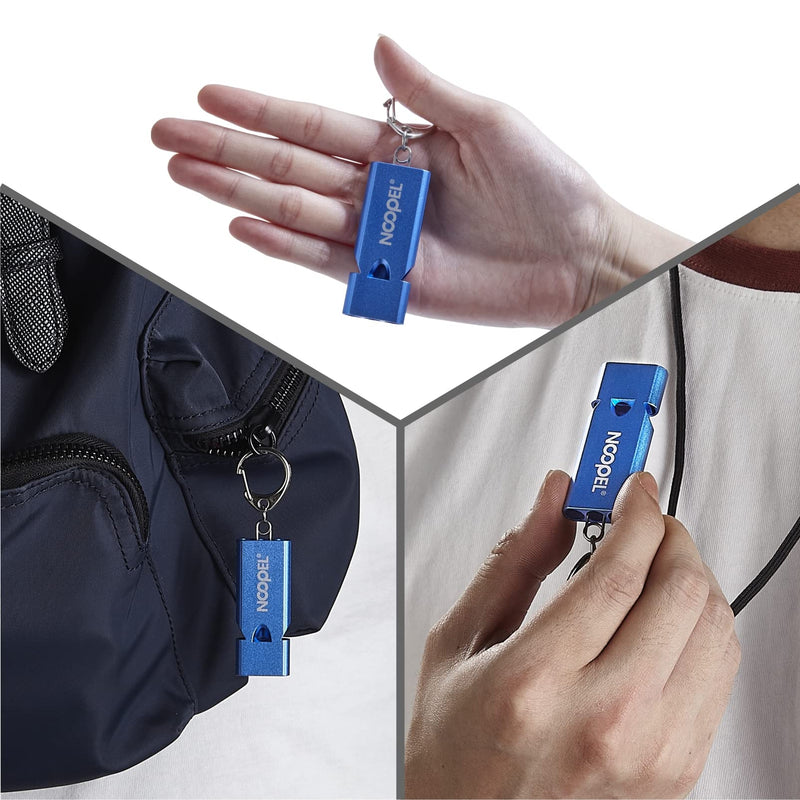 Noopel Whistle Emergency Three Tubes Survival Whistles 2 Pack with Lanyard and Keychain for Hiking Camping Kayak Sports Outdoor Safety Kids Lifeguard Rescue Signaling Blue