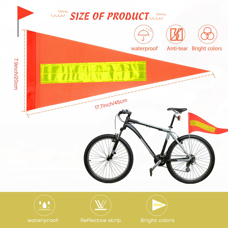 2 Pieces Replacement Safety Flag Pennant High Visibility Bike Safety Flag with Pole Tear-resistant Waterproof Bicycle Safety Flag for Children's Bicycle Electric Car Outdoor Tent (Orange and Yellow) Orange and Yellow