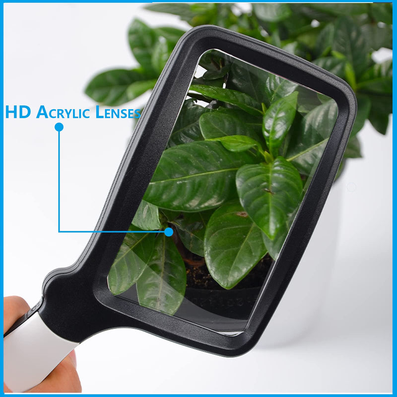 Folded Magnifying Glass with Light, 3X Handheld Large Magnifying Glass LED Lighted Magnifier for Seniors Reading, Soldering, Inspection,Jewelry, Exploring (Folding Handle) Folding Handle