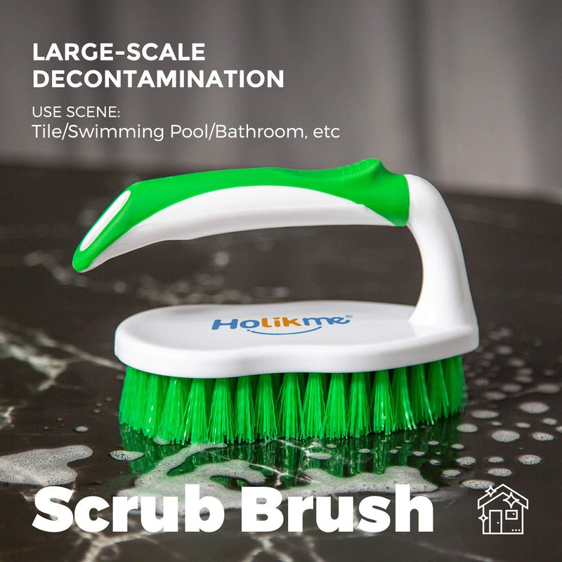Holikme 5 pack Deep Cleaning Brush Set，Scrub Brush&Grout and Corner brush&Scrub pads with Scraper Tip&Scouring pads，for bathroom,Floor, Tub, Shower, Tile, Bathroom and Kitchen Surface（Green） Green