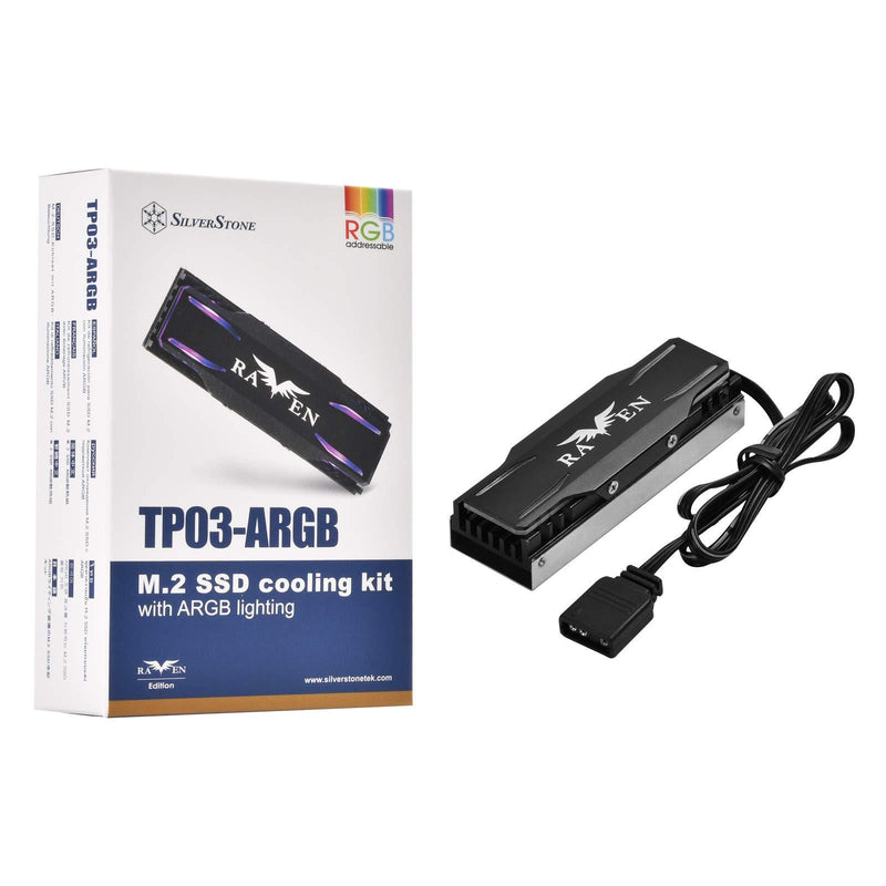 SilverStone Technology TP03-ARGB M.2 SSD Cooling kit with ARGB Lighting