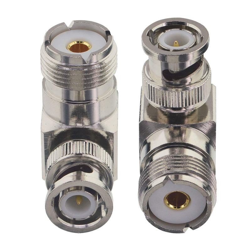 Boobrie L Shape UHF to BNC Connector BNC Male to UHF Female Connector BNC to UHF Right Angle Coax Adapter BNC Male to SO239 90 Degree Coax Cable Connector for CB Ham Radio/Antenna/Scanner (2-Pack) 2-Pack