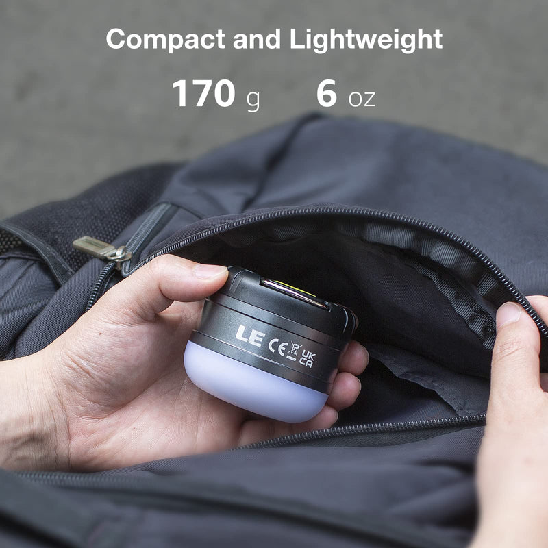 LE LED Camping Lantern Rechargeable, 310LM, 5 Light Modes, Power Bank, Waterproof, Perfect Mini Flashlight with Magnetic Base for Hurricane Emergency, Outdoor, Hiking, Home and Car