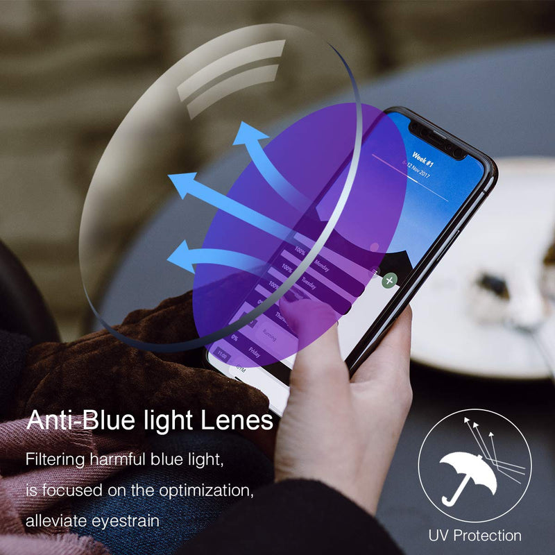 Blue Light Blocking Computer Reading Glasses Photochromic Anti Glare Sunglasses 11679-blue