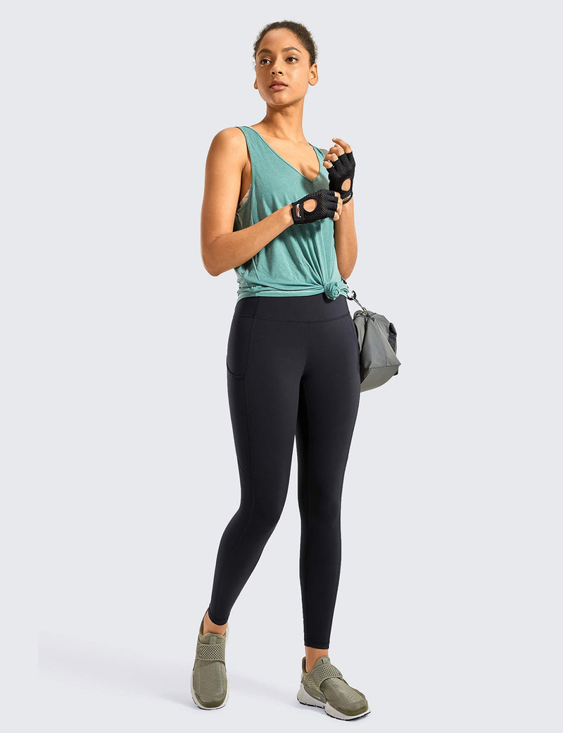 CRZ YOGA Women's Naked Feeling Workout Leggings 25 Inches - High Waisted Yoga Pants with Side Pockets XX-Small Black 25"