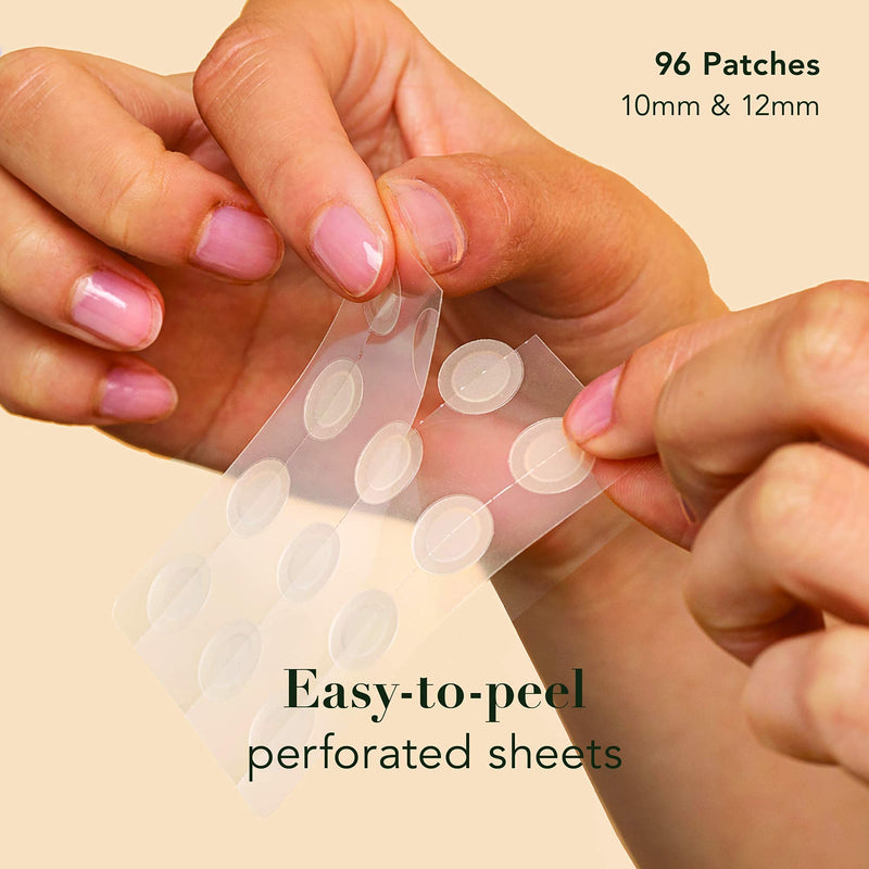 Rael Acne Pimple Healing Patch - Absorbing Cover, Invisible, Blemish Spot, Hydrocolloid, Skin Treatment, Facial Stickers, Two Sizes 10mm & 12mm (96 Count)
