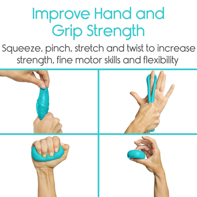 Vive Therapy Putty, Occupational Hand Tools (2 Pack) - Sensory Stress Relief - for Physical Exercise, Finger Pain, Grip Strength, Rehab, Arthritis, Adults, Forearms, Fidgeting, Motor Skills Teal (Xx-soft)