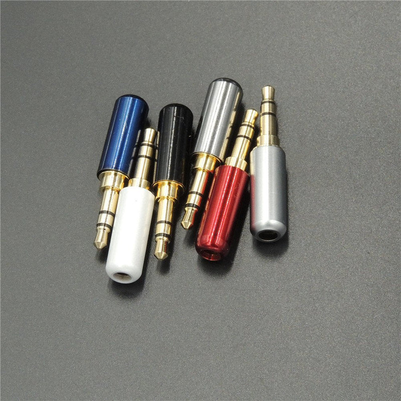 VizGiz 6 Pack Weldable 1/8" 3.5mm Plug Audio Jack Connector 3 Pole Gold-Plated Metal Earphone Adapter Soldering & Spring Tool for DIY Stereo Headset Earphone Replacement for Repair Headphone
