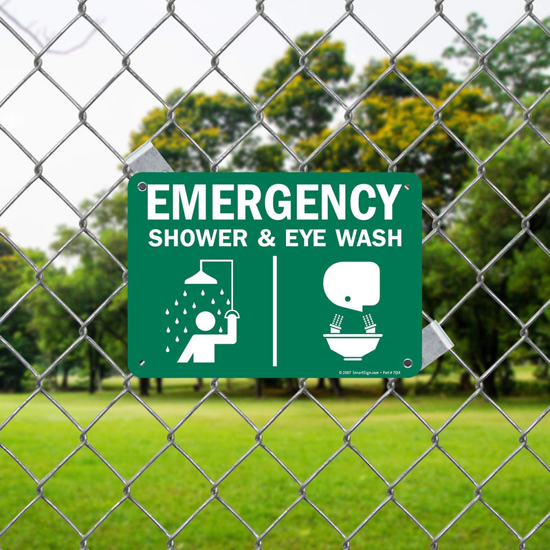 SmartSign - S-4224-PL-10 "Emergency Shower & Eye Wash" Sign | 7" x 10" Plastic Green