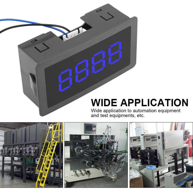 Digit Counter, DC 8-24V 4 Digit LED Digital Display 0-9999 Up/Down Plus/Minus Panel Counter Meter with Cable (Blue)