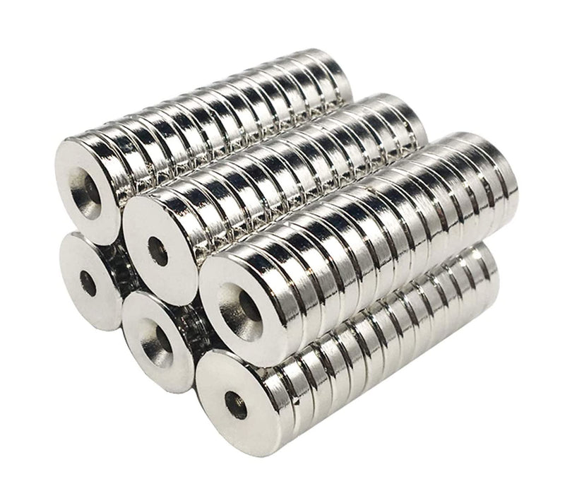 ZDYWY 30 Pieces 8 x 5mm with 3mm Countersunk Hole Permanent Disc Rare Earth Fastener Magnets Refrigerator Neodymium Magnets - 0.32 inch D x 0.2 inch H with 0.12 inch D Screw Hole