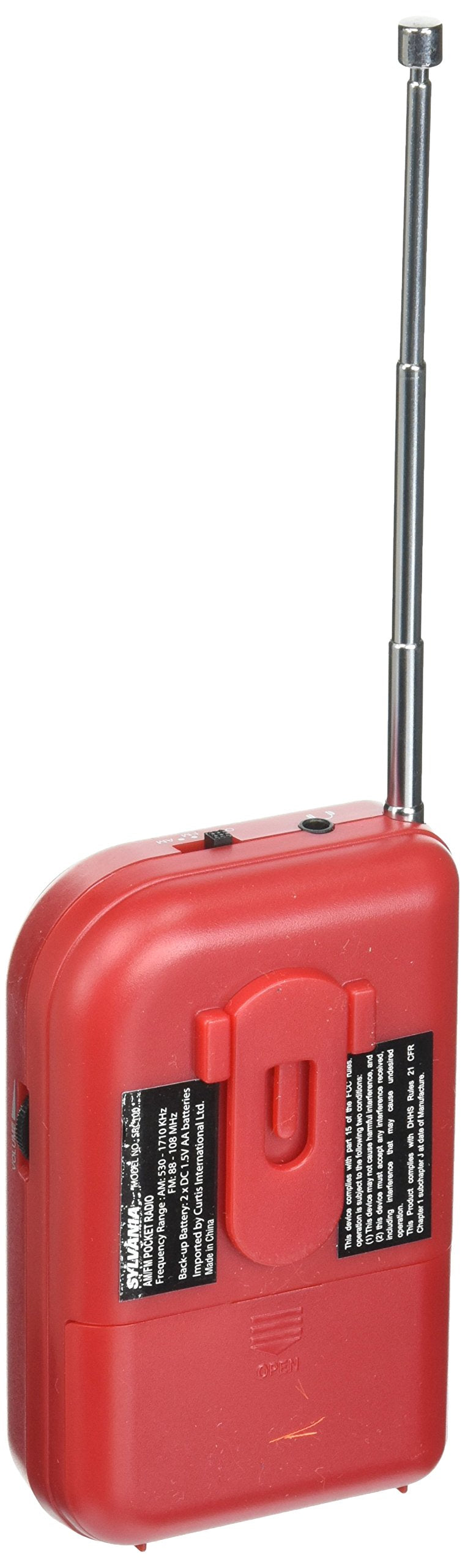 Portable AM/FM Pocket Radio With Built-In Speaker, Red