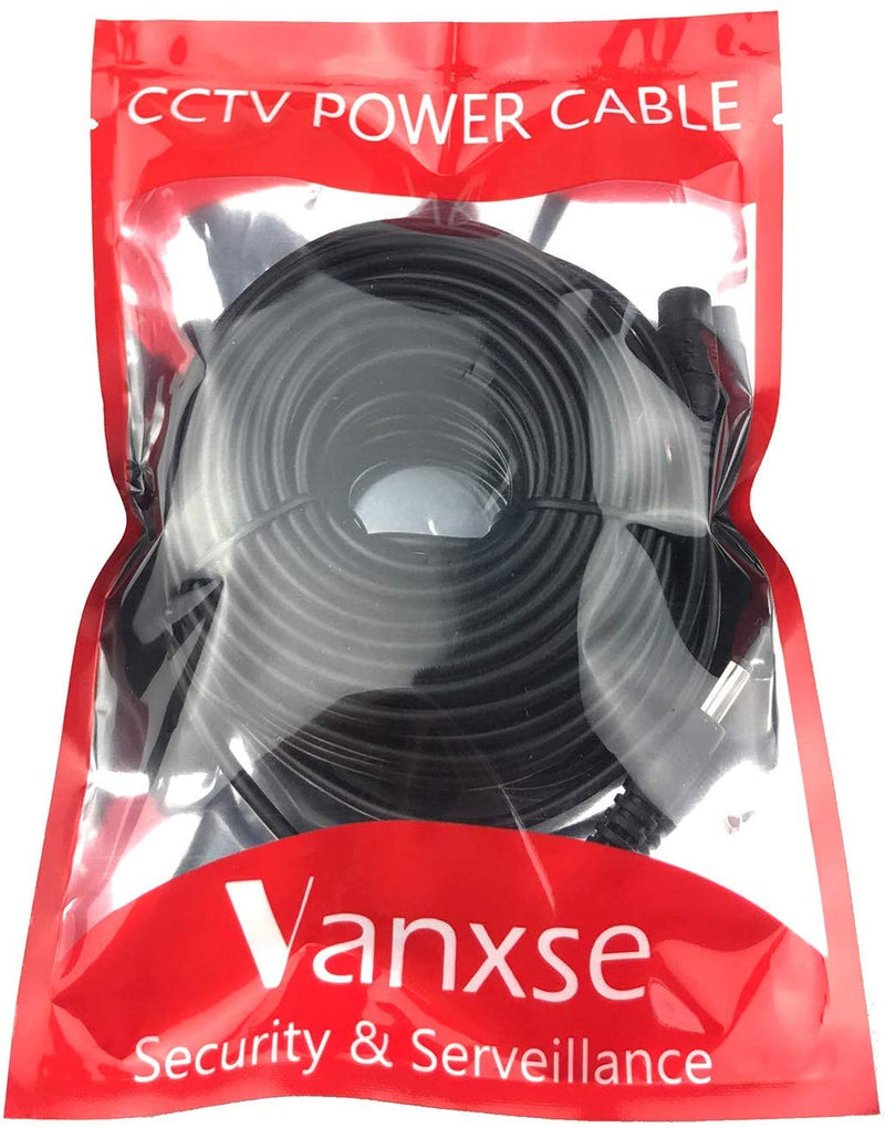 Vanxse CCTV 20M 2.1x5.5mm Dc 12v Power Extension Cable for CCTV Security Cameras IP Camera Dvr Standalone-20meters Black