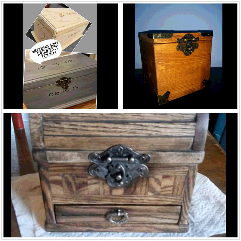 Dophee 1pc Furniture Decorative Cabinet Jewelry Box Latch Hasps and 2pcs Butterfly Hinges with Screws