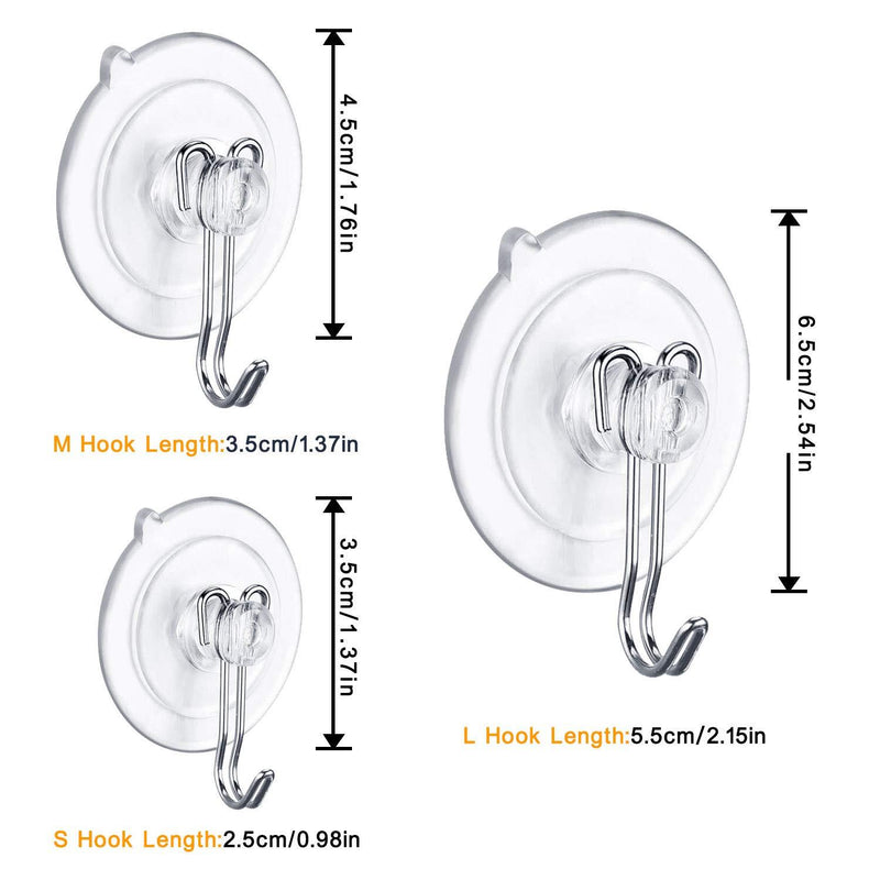 DSMY 17 Pack Upgraded Suction Cup Wall Hooks, Home Kitchen Bathroom Wall Towel Robe Hangers, Utility Hooks, Hanging Supplies