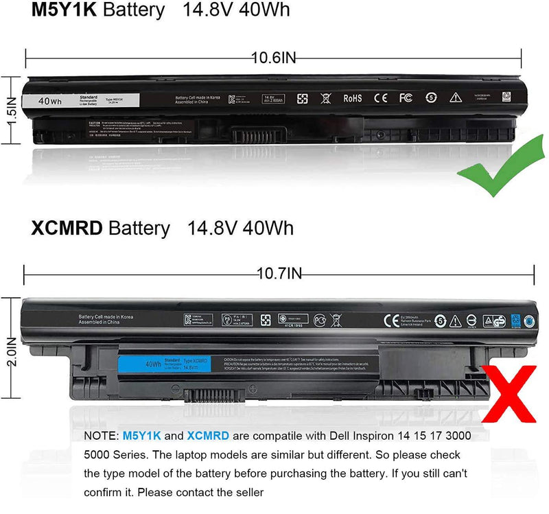 40WH 14.8V M5Y1K Laptop Battery for Dell Inspiron 14 3000 Series 3451 3452 3458 3459 15 5000 Series 5545 5551 5552 5558 5559 5758 17 5000 Series 5755 5756 5758 MSY1K 453-BBBQ WKRJ2 VN3N0 HD4J0 991XP