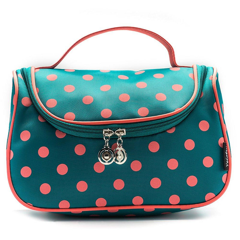 Cute Travel Makeup Bag, Yeiotsy Cute Polka Dots Toiletry Bag with Handle for Girls Cosmetic Organizer for Women (Lake Blue) Lake Blue