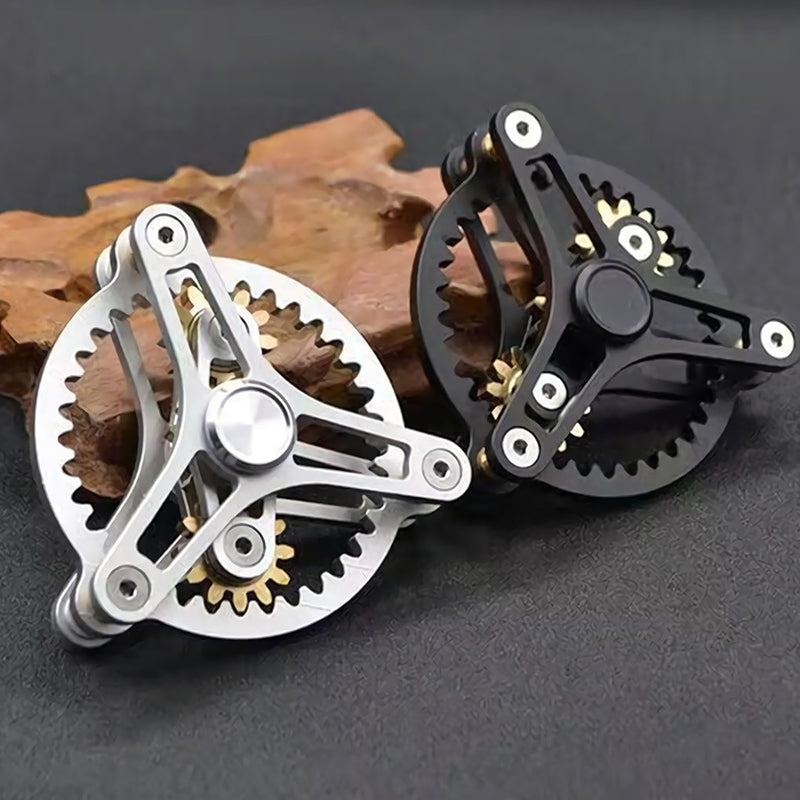 Pure Brass Fidget Spinner Gears Linkage Fidget Gyro Toy Metal DIY Hand Spinner Spins Long Time EDC Focus Meditation Break Bad Habits ADHD with Multiple Premium Bearings (12 Bearings White)