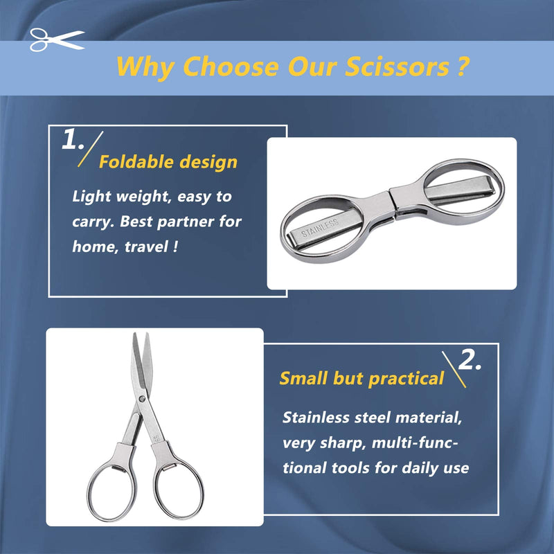 2Pcs Folding Scissors,Safe Portable Travel Scissors,Stainless Steel Telescopic Cutter Used for Home Office, Safety Portable Travel Trip Scissors Non-hangable Scissors