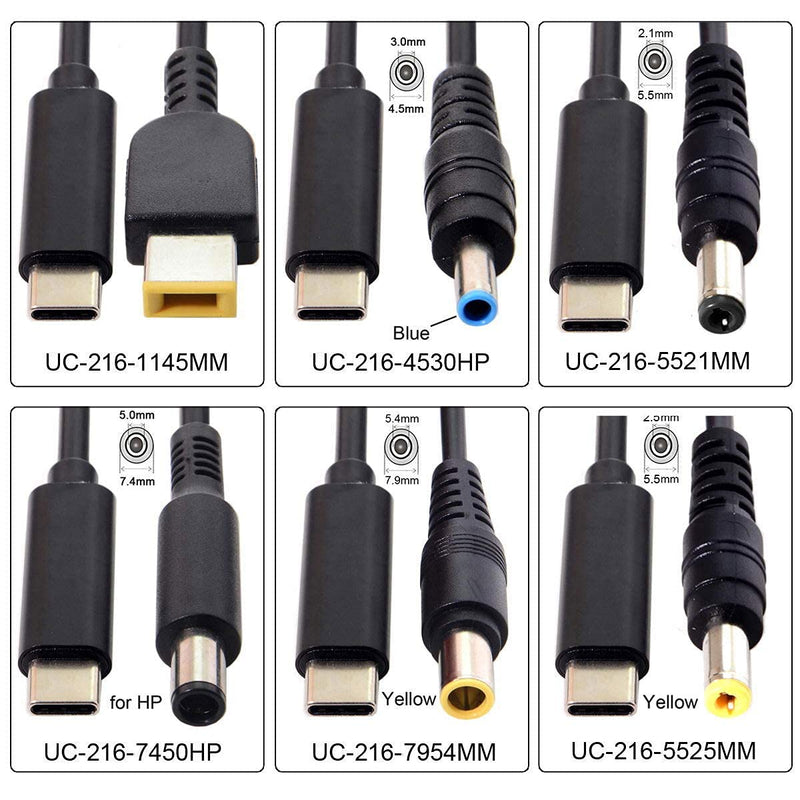 chenyang CY DC 5.5x2.5mm to Type C USB-C Input Cable for Laptop Notebook (5.5x2.5mm to USB-c) Black Cable