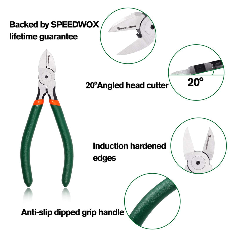 SPEEDWOX Precision Side Cutter 5 Inch Mini Flush Cutters Diagonal Wire Cutting Pliers with Spring Functional Precision Tools for Cutting Electronics Wires Jewelry DIY and Handmade 5"