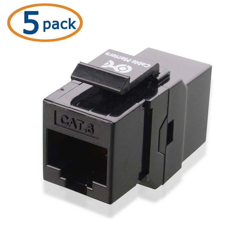 Cable Matters UL Listed 5-Pack RJ45 Keystone Jack Coupler Gender Changer in Black Blue
