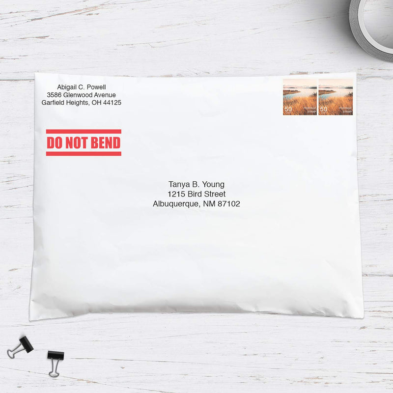 Do Not Bend Envelope Package Stamper / 2000 Plus Self Inking Rubber Stamp/Vibrant Red Imprint