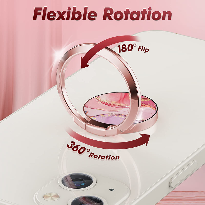 Cell Phone Ring Holder, Finger Ring Stand, 360 Degree Rotation Finger Ring Kickstand, Metal Grip Holder for Most Smart Phones, iPhone, Samsung, LG, Sony (Pink) Pink