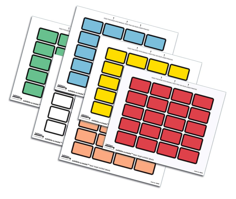 Tabbies Legal Exhibits-U-Create 1-5/8"W x 1"H Labels, 8-1/2"W x 7"H Sheet, 240 Labels/Pack (48092) Yellow
