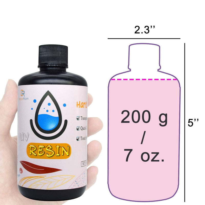 UV Resin - 200g Upgrade Crystal Clear Hard Glue Ultraviolet Curing Epoxy Resin for Jewelry Making Craft Decoration - Transparent Solar Cure Sunlight Activated Thin Resin for Mold, Casting and Coating