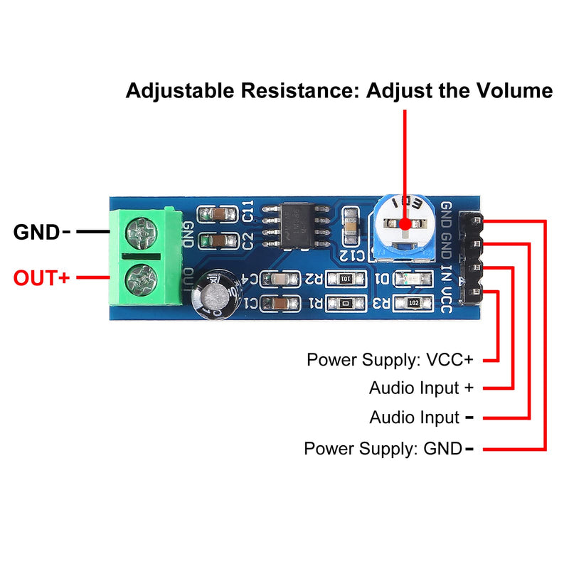 10Pcs Audio Amplifier Module Mini LM386 Mono Power AMP Module 200 Times Gain Amplifier Board Mono Power Amplifier HiFi DIY