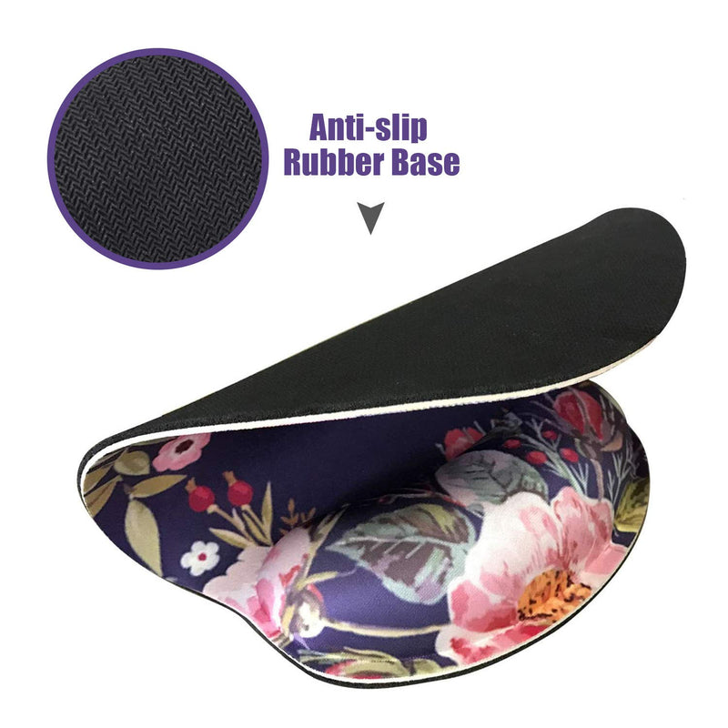 Ergonomic Mouse Pad with Wrist Support,Dooke Cute Wrist Pad with Non-Slip Rubber Base for Computer, Laptop, Home Office Gaming, Working, Easy Typing & Pain Relief Pink Flower