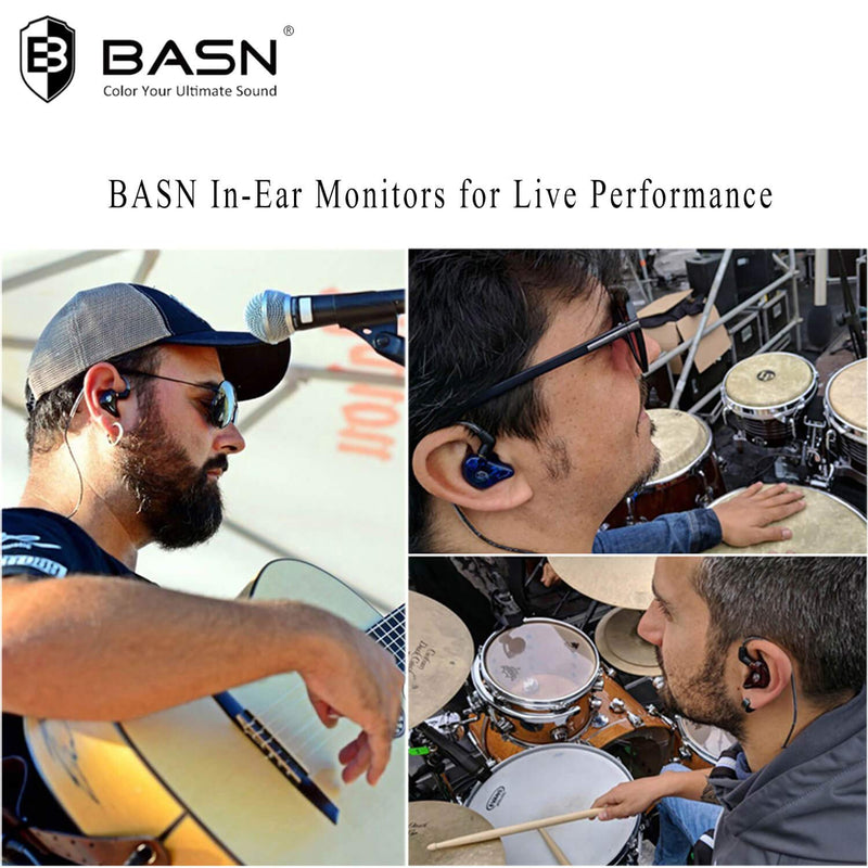 BASN Bsinger+PRO in Ear Monitor for Musicians with MMCX Replaceable Cables; Noise-Isolating and Universal-Fit (Green) Green