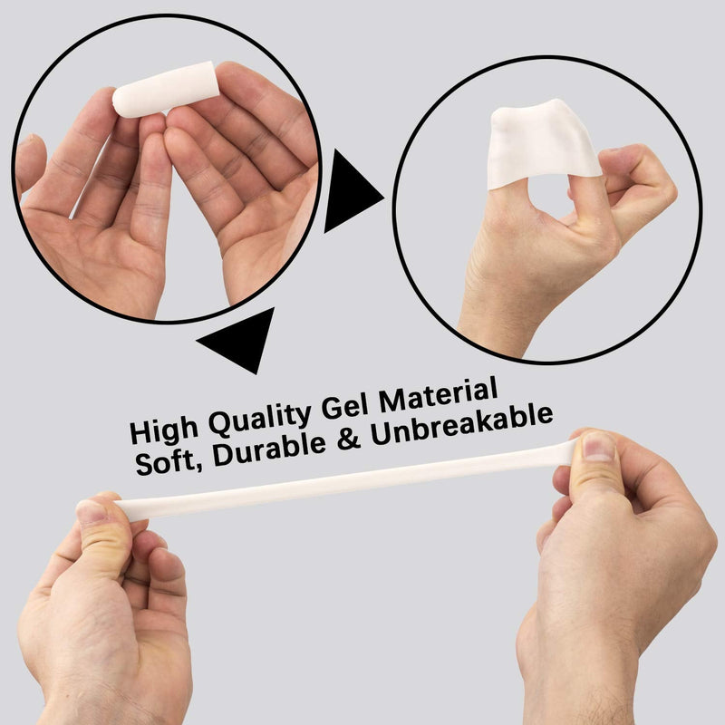 Gel Finger Support Protector Gloves, Gel Finger Cots/Covers - Different Sizes Silicone Fingertips for Hands Cracking, Eczema Skin (20pcs White)