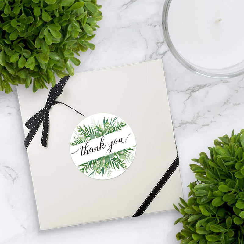 WRAPAHOLIC Thank You Business Stickers - Greenery Botanical Design Gift Wrap Stickers, Shipping Stickers - 2 x 2 Inch 500 Total Labels Thank You - Leaf