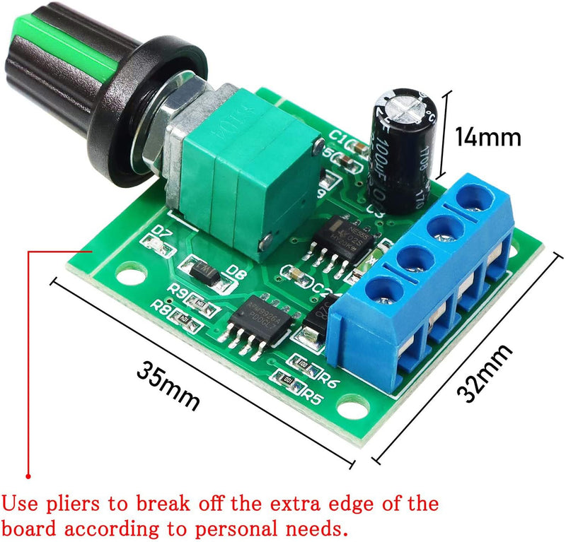 Gebildet 4pcs PWM Low Voltage Motor Speed Controller DC 1.8V/3V/5V/6V/12V 2A 1803BK 1803B Adjustable Driver Switch with Speed Controller Green-e840