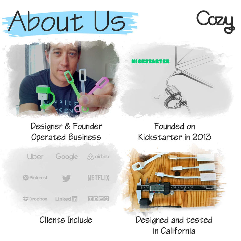 Cozy USB Caps for Micro USB Cable & Apple Charging Cables with Dust Protection, Protects During Travel, Portable, Designed by Cozy (Lightning/Micro USB - Multi Color) Lightning/Micro USB - Multi Color
