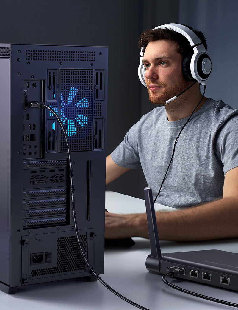 UGREEN Cat 6 Ethernet Cable Braided Cat6 Gigabit High Speed 1000Mbps Internet Cable RJ45 Shielded Network LAN Cord Compatible for PC PS5 PS4 PS3 Xbox Smart TV Router 6FT