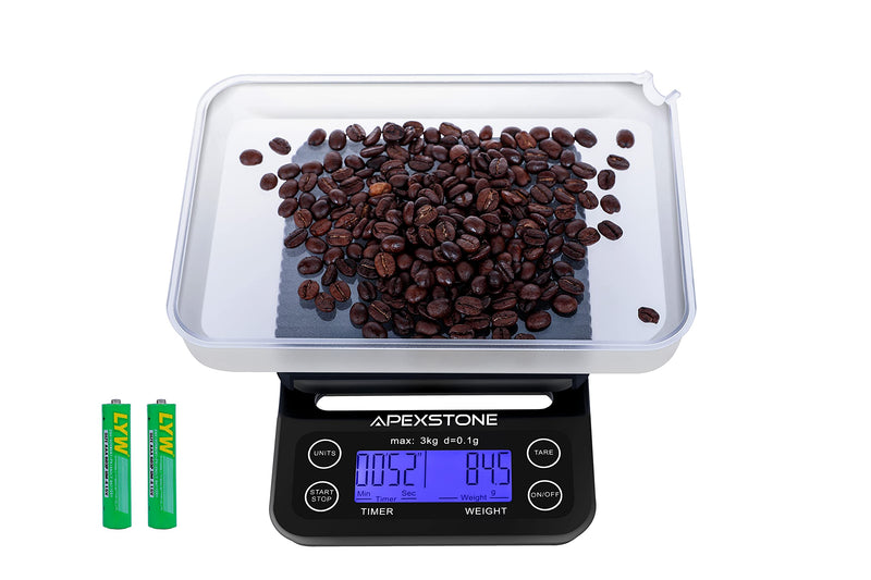 Apexstone Coffee Scale with Timer,Coffee Scale with Timer Small,Pour Over Coffee Scale Timer,Coffee Scales with Timer,Espresso Scale with Timer(Batteries Included)