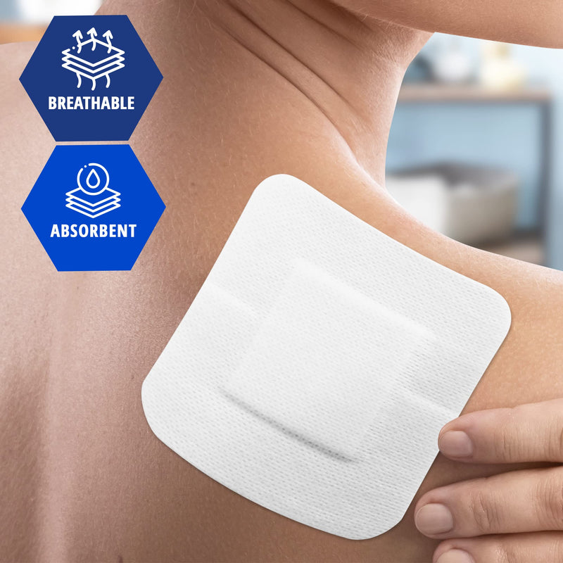 Med PRIDE 4inch x 4inch Bordered Gauze-Island Dressing| 25 Pack-Individually Packed Pouches| Wound Dressing with Adhesive, Breathable Borders| Sterile & Highly Absorbent| Latex-Free 4'' x 4''
