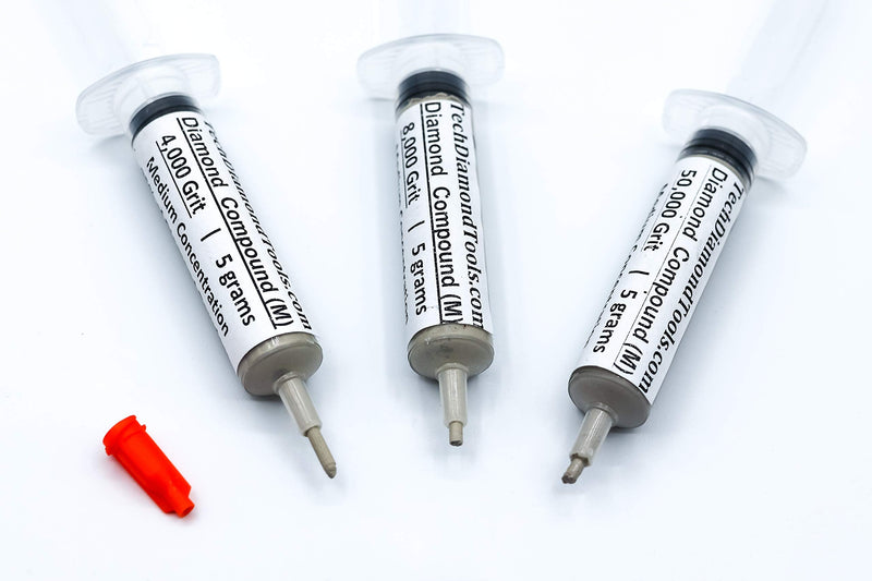 TechDiamondTools Kit of 3 Diamond Polishing Compound Polishing Paste 4000 8000 50000 Grit for Marble Glass Metal Rock Jewelry Resin Silver Gemstone with 25% of Diamond Powder USA Made 50000 8000 4000 grit