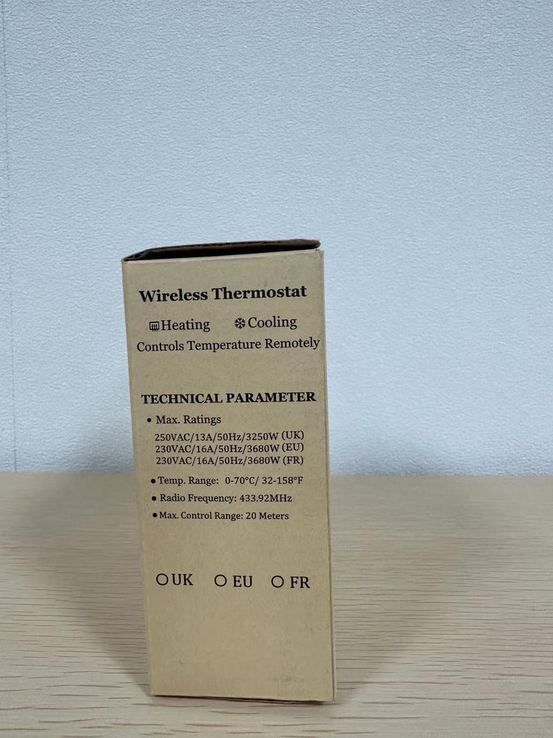 NASHONE Wireless Thermostat Socket Digital Temperature Controller with Heating and Cooling Mode. Remote control with temperature sensor and memory function LCD display with backlight (white) White