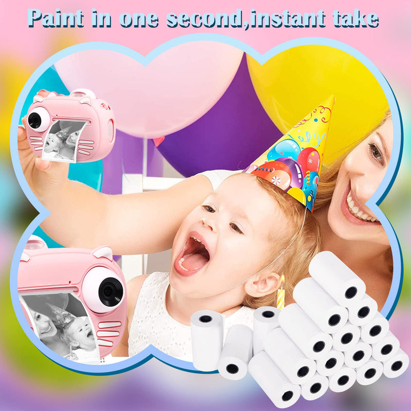 18Rolls Kids Instant Camera Refill Print Paper-White Thermal Printer Photo Paper Kids Camera for Kid's Instant Camera Favors Supplies-2.2 x 1.2 Inch