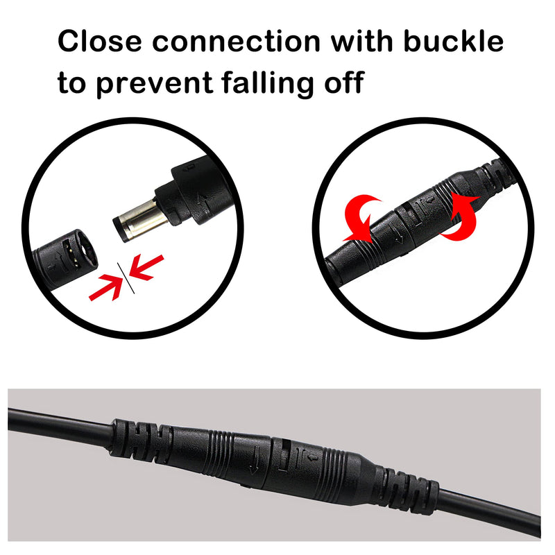 PNGKNYOCN 25cm DC Power Pigtail Cable, 12V 5A 5.5 mm x 2.1 mm Male and Female Barrel Jack with Lock to Prevent Falling 18AWG Cable for CCTV Security Cameras and LED Lighting (2-Pack)