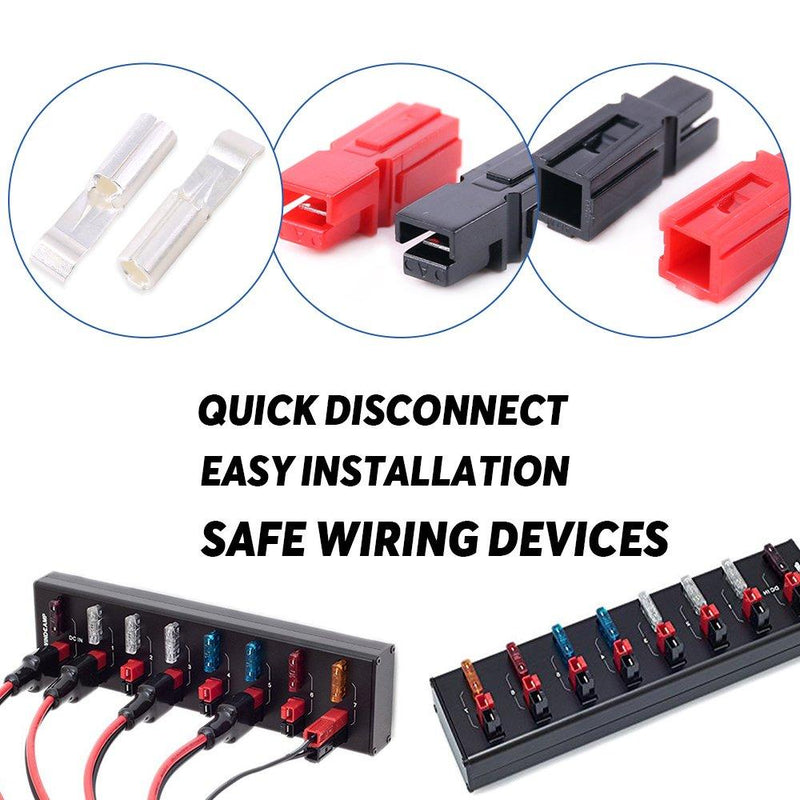 Glarks 10 Pair 30AMP Quick Disconnect Power Terminals Connectors, Red Black Quick Connect Battery Connector Modular Power Connectors Set