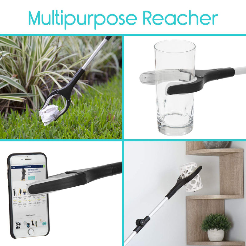 Vive Folding Reacher Grabber 32 Inch - Extra Reach Extender, Heavy Duty Mobility Grip Hand Aid - Extra Long Handled Shelf Tool, Trash Litter Picker, Garbage Garden Nabber Handle, Disabled Handicap Arm 1